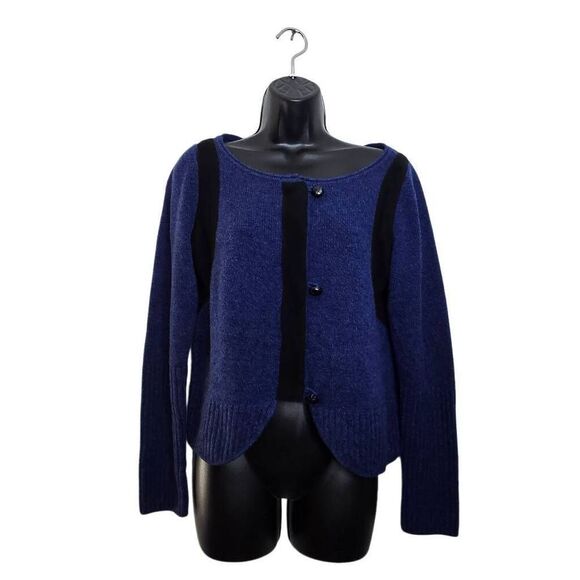 Ainsley Cardigan Size Small 100% Cashmere Button Leather Detail - Picture 1 of 7